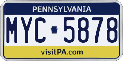 PA license plate MYC5878