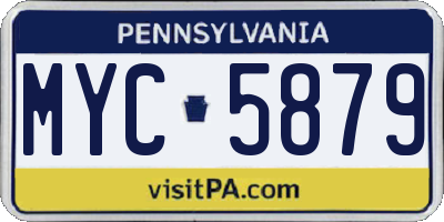 PA license plate MYC5879