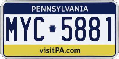 PA license plate MYC5881