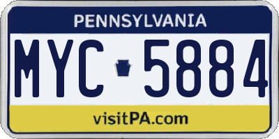 PA license plate MYC5884