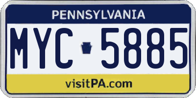 PA license plate MYC5885