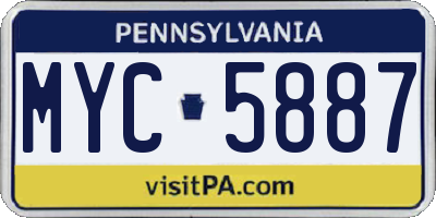 PA license plate MYC5887