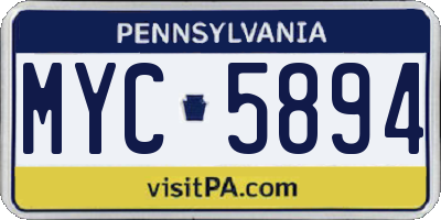 PA license plate MYC5894