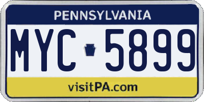 PA license plate MYC5899