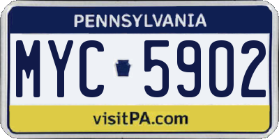 PA license plate MYC5902