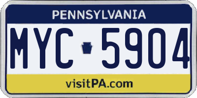 PA license plate MYC5904