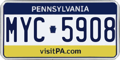 PA license plate MYC5908