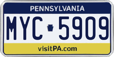 PA license plate MYC5909