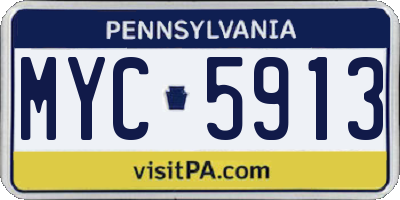 PA license plate MYC5913