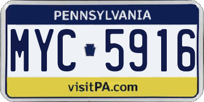 PA license plate MYC5916
