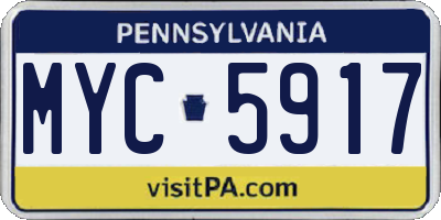 PA license plate MYC5917