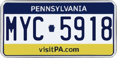 PA license plate MYC5918