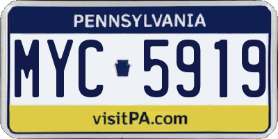 PA license plate MYC5919