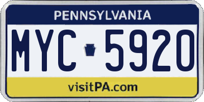 PA license plate MYC5920