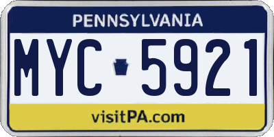 PA license plate MYC5921
