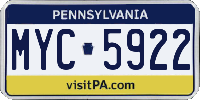 PA license plate MYC5922
