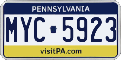 PA license plate MYC5923