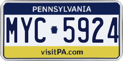 PA license plate MYC5924