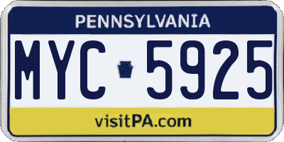 PA license plate MYC5925
