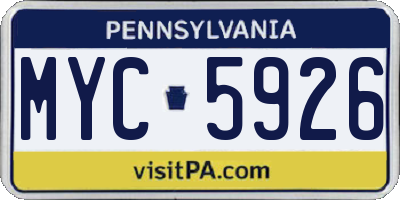 PA license plate MYC5926