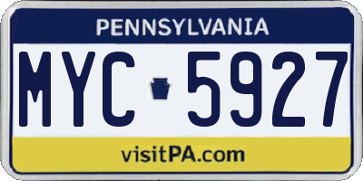 PA license plate MYC5927