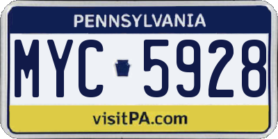 PA license plate MYC5928