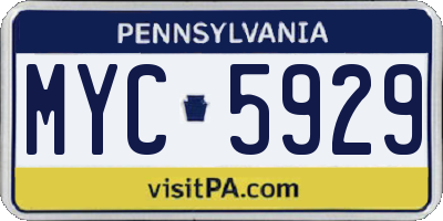 PA license plate MYC5929