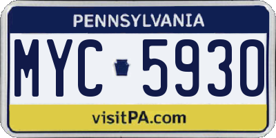 PA license plate MYC5930