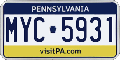 PA license plate MYC5931