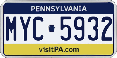 PA license plate MYC5932