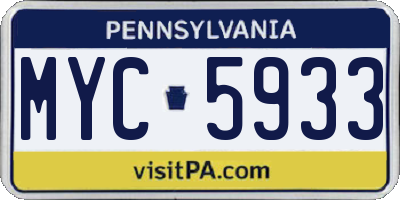 PA license plate MYC5933