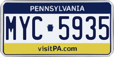 PA license plate MYC5935