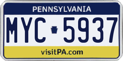 PA license plate MYC5937