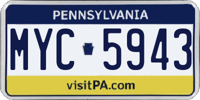 PA license plate MYC5943