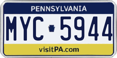 PA license plate MYC5944