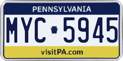PA license plate MYC5945