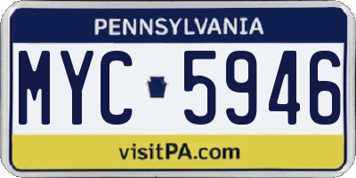 PA license plate MYC5946