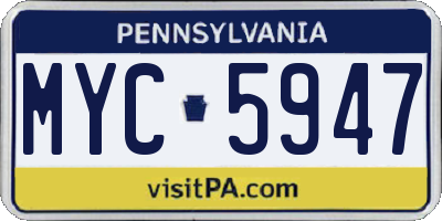 PA license plate MYC5947
