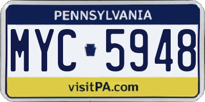 PA license plate MYC5948