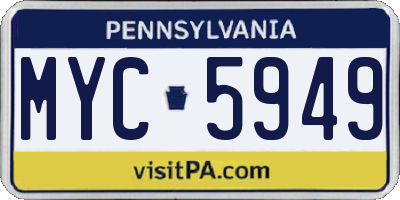 PA license plate MYC5949