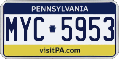PA license plate MYC5953