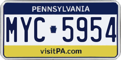 PA license plate MYC5954