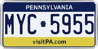 PA license plate MYC5955