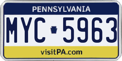PA license plate MYC5963