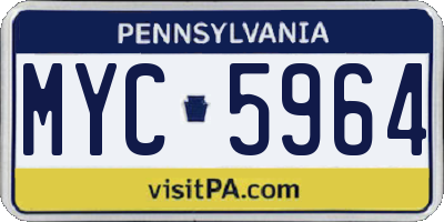 PA license plate MYC5964