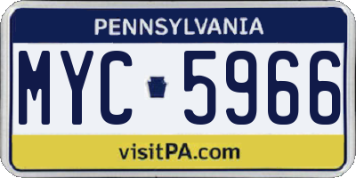 PA license plate MYC5966