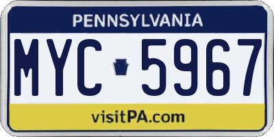 PA license plate MYC5967