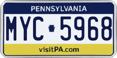 PA license plate MYC5968