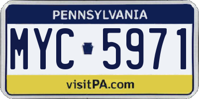 PA license plate MYC5971