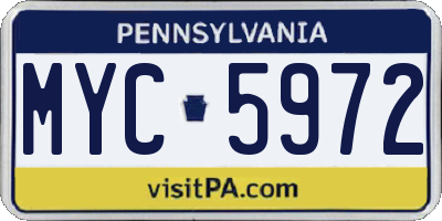PA license plate MYC5972